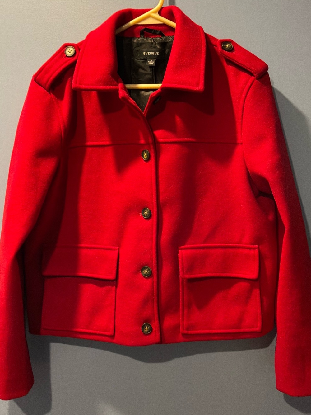 Evereve Red Button Front Peacoat